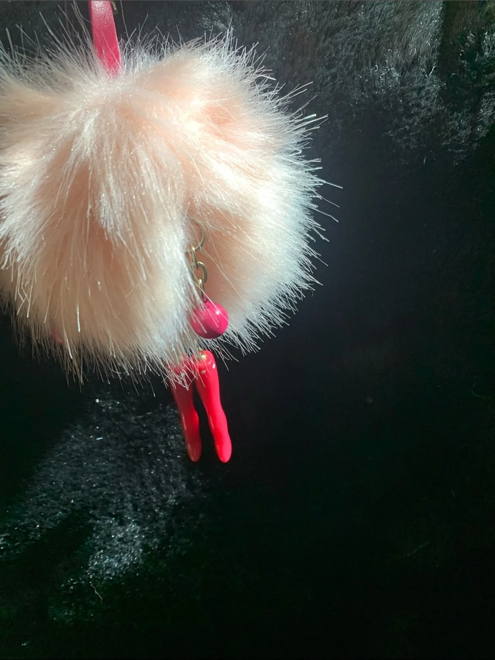 Victoria's Secret Pink Faux Fur Pom Keychain with Hot Pink Doll Legs